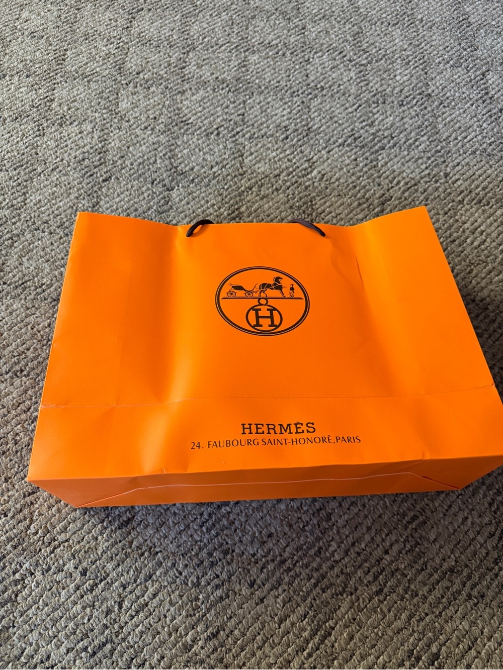 Hermès Orange Shopping Bag with Black Logo